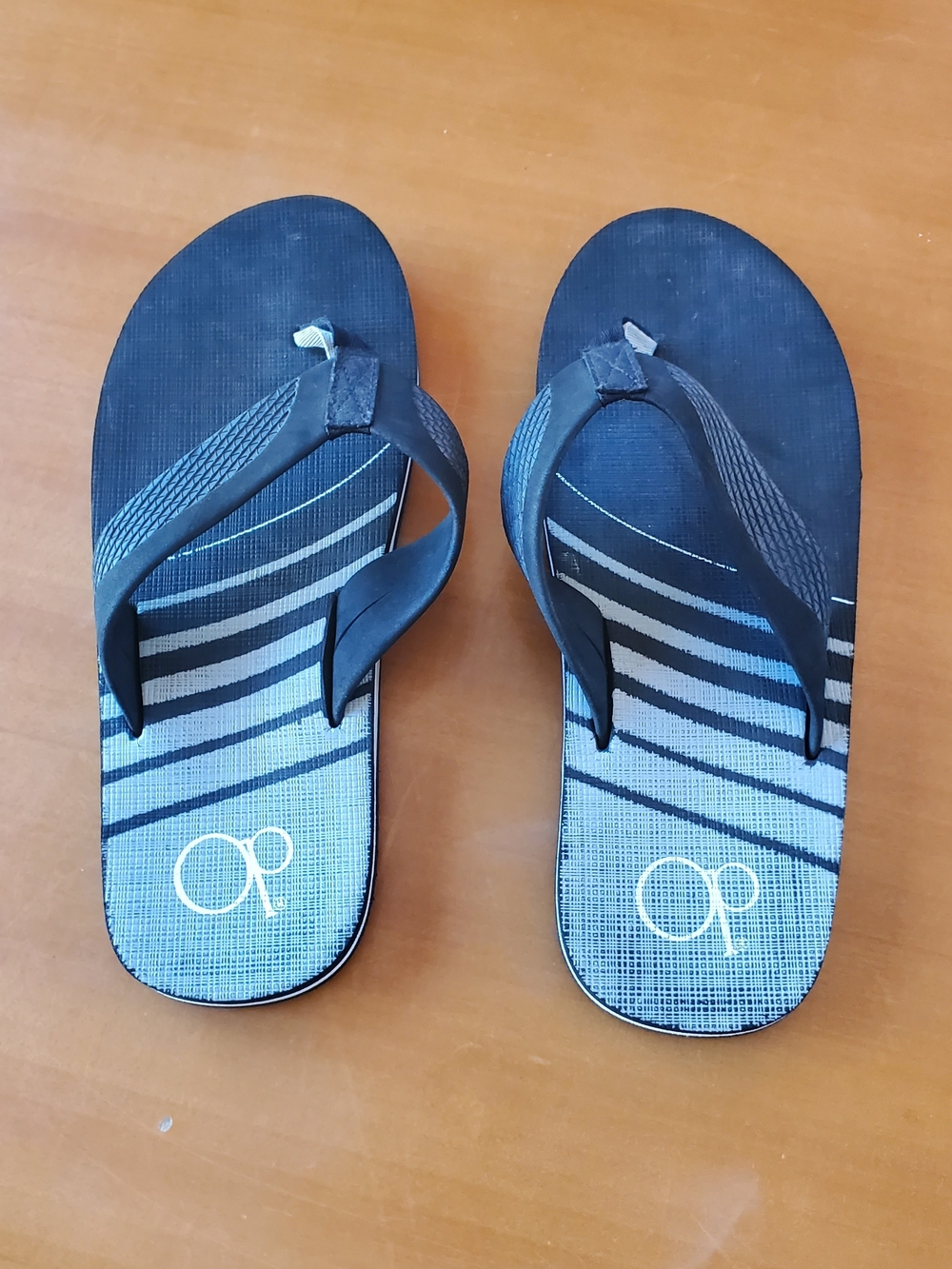OP Men’s Black and Blue Striped Flip Flops